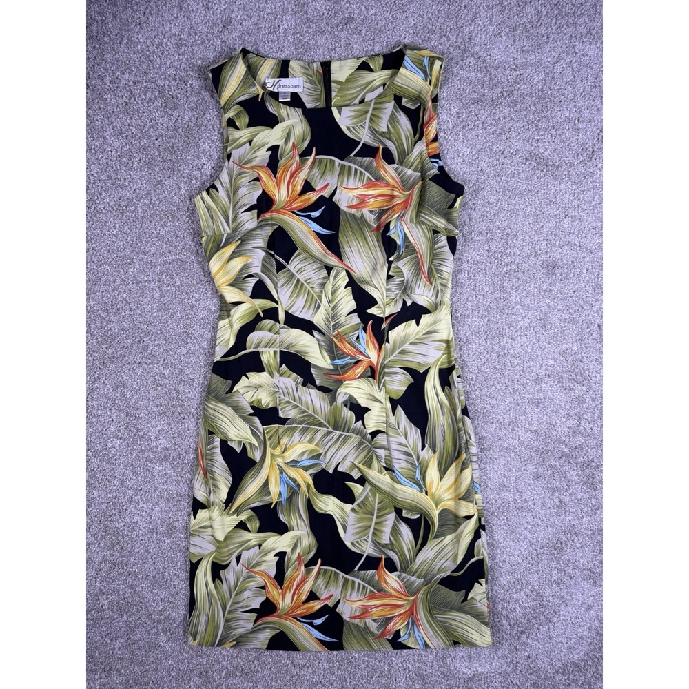 Dressbarn Tropical Leaf Sleeveless Sheath Dress Size 4